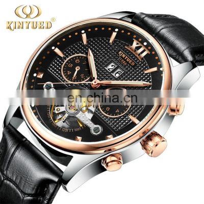 KINYUED J010 High End Mechanical Watches Leather Band Pendulum Automatic Movement Men Watch