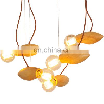 Home Indoor Pendant Lighting Firefly Wood Contemporary Pendants Light Modern Wooden Chandelier
