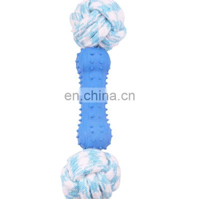 Factory store TPR new bite-resistant two types of rope barbells  knot interactive toys pet molar toys wholesale