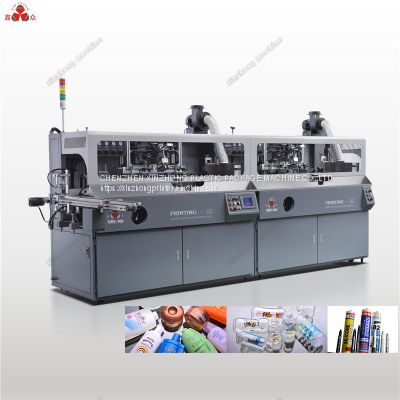 Automatic 2-color silk screen printing plastic bottles round oval flat perfume packaging bottle machine