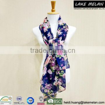100% Polyester flower Printed Woven Scarf