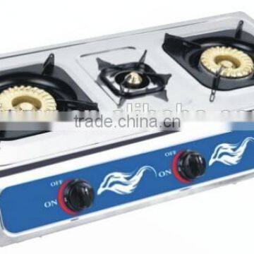 three burner stainless steel gas stove