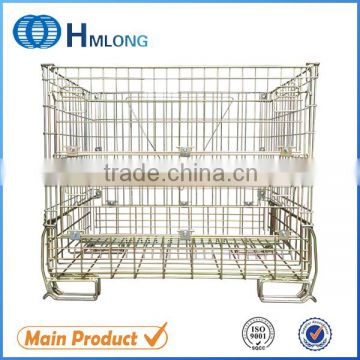 Stackable wire mesh foldable steel container