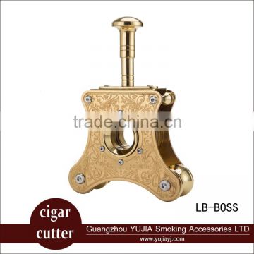 stainless steel cigar cutter with gold plating