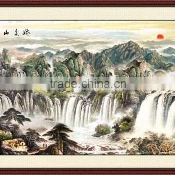 The traditional Chinese painting with Chinese calligraphy