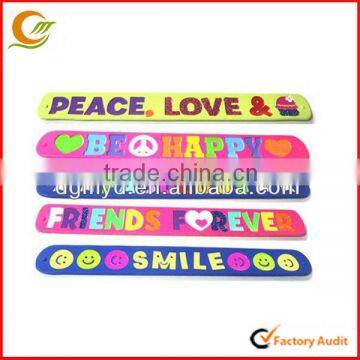 Bulk cheap promotion children fashion silicon slap wristband