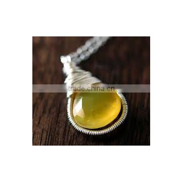 yellow chalcedony silver necklaces
