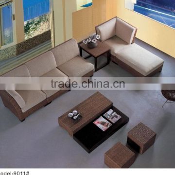 Star hotel sofa & chairs lobby furniture / public furniture rattan sofa with ottoman