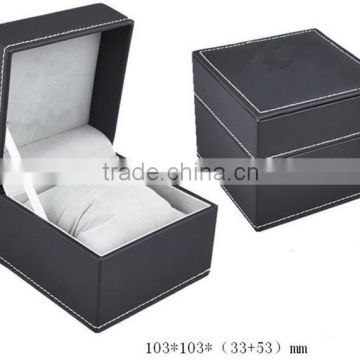 black leather watch box