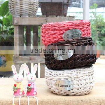 wholesale cheap wicker willow gardon pots and planters for flower with plastic liners