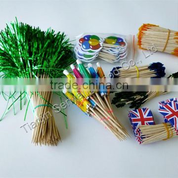 Dental floss Chinese bamboo wooden mint flag umbrella toothpick