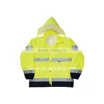 Lightweight Hi-vis ANSI Class 3 Jacket / Men's Oxford Reflective Jacket / Worker Hoody Waterproof Coat