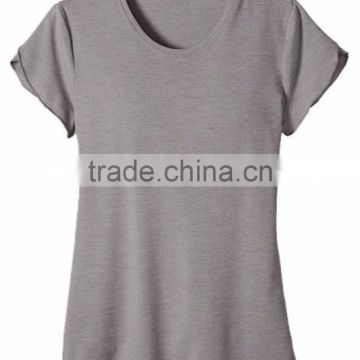 Ladies T-Shirt with folded sleeve, 100% Ctn, S/J, 160 Gsm