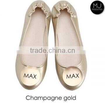 Wholesale PU leather monogrammed ballet flats