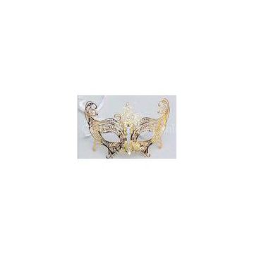 8 Inch Gold Metal Venetian Masks With Satin Ribbon For Carnival
