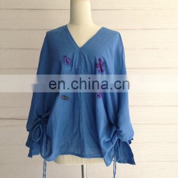100% Thai Cotton fashion women summer clothes V neck T-shirt.