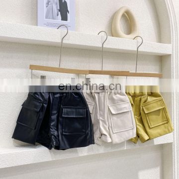 2020 autumn new girls' leather shorts heavy shorts handsome