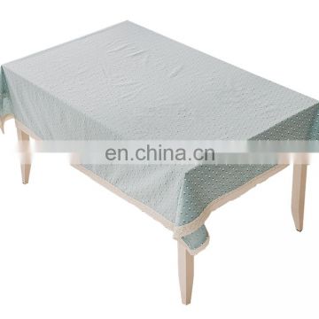 Japanese style simple rectangle white spots and checker handmade design tablecloth