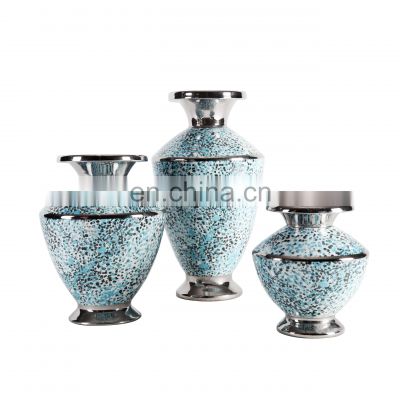 Middle Eastern Style Decorative Plated Tabletop Ceramic Vase for Home Decoration