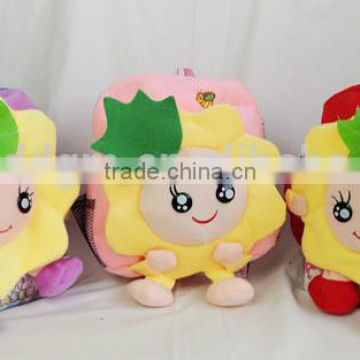 cute flower shape plush baby bag/custom baby plush bag/baby cute flower plush toy bag