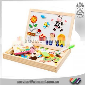 Educational Drawing board wooden magnetic puzzle jigsaw