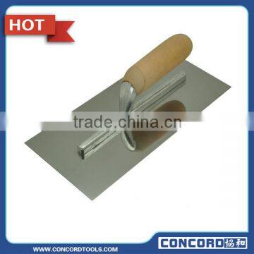 Plastering trowel with wooden handle, stainless steel blade