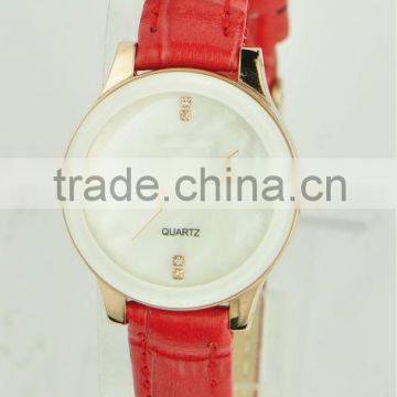 Newest Design Cheap Leather Band Watch Ladies Fancy Wrist Watches With RED Leather Band