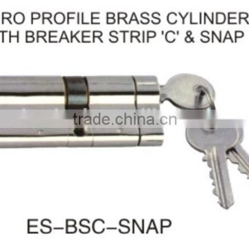 EURO PROFILE BRASS CYLINDER WITH BREAKER STRIP 'C' & SNAP