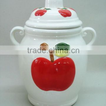 ceramic canister, ceramic jar by handpainted