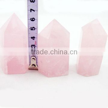 Natural Stone Rose Quartz Crystal Point Wand