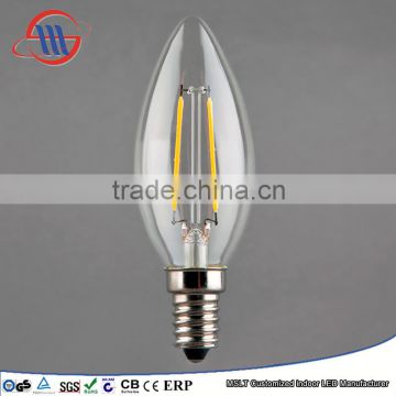Mingshuai Chandelier LED filament bulb candelebra C35 full glass lamp 2W E14 dimmable