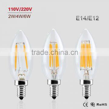 12v 24v dimmable 2w 4w Cob Filament Candle Light 6w 110V 220V