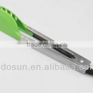 High tempreature flexible nylon food tong with stainless steel handle