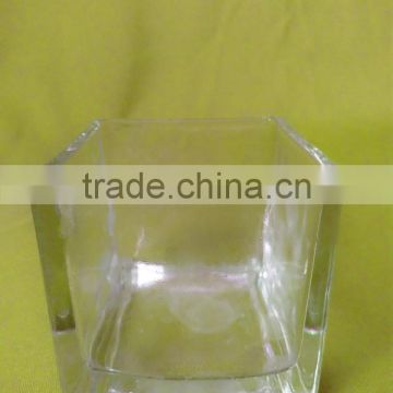 79mm tall square straight side glass candlesticks