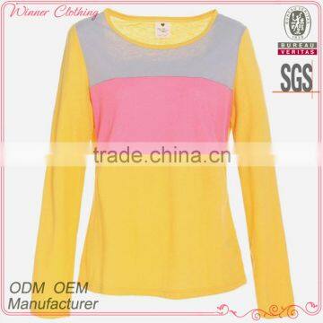 Manufacturer hot sale women round collar long sleeve multi color sweet shirts