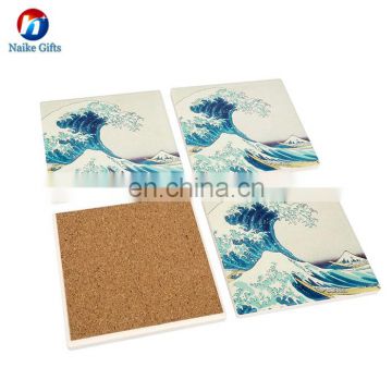 High Quality Square Ceramic Coaster with Cork Back Water Absorbing Coaster