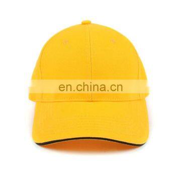 OEM/ODM yellow color 100%cotton blank baseball hat