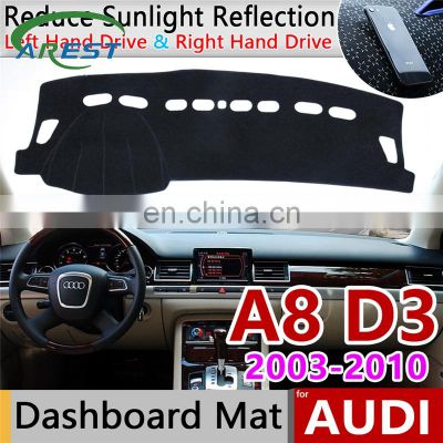 for Audi A8 D3 2003~2010 4E Anti-Slip Anti-UV Mat Dashboard Cover Pad Shade Dashmat Protect Carpet Accessories S-line 2006 2007