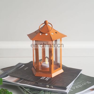 Mini Yellow Metal Table Decorative Ramadan Lantern Geometric Moroccan Ramadan Lantern On Sale