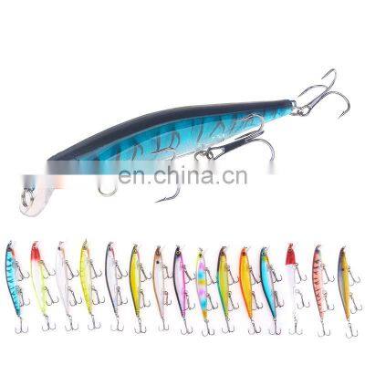 11cm 12.9g 15 colors 3D Bionic eyes Saltwater Fish Baits with Treble Hooks  Quivering Sinking Minnow Sea Bass  Bait Fishing