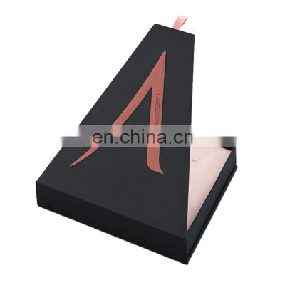 V letters shape magnetic perfume packaging containers custom special shape alphabet display paper boxes