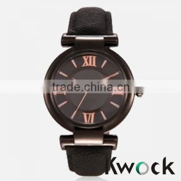 Fashion Leather Freestyle Waterproof Ladies/Women/Girls Watch-Black Cute Band Genuine leather watch