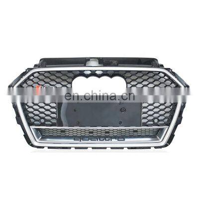 Hot sale RS3 Chrome black silver front grille for Audi A3 front bumper S3 facelift mesh grill quattro style 207-2019