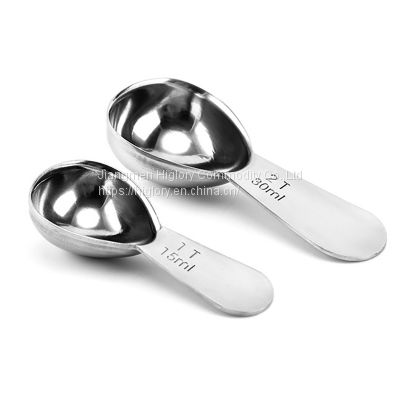 Custom 1T 15ML / 2T 30ML Short Handle Scoops Stainless Steel Tea Milk Coffee Measuring Spoons SET