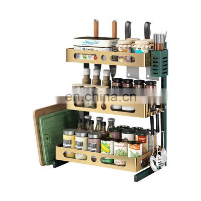 2/3 Tier Spice Organizer For Kitchen Counter Multi-functional Metal Storage Rack For Holding Spice, Cutting-board, Knives