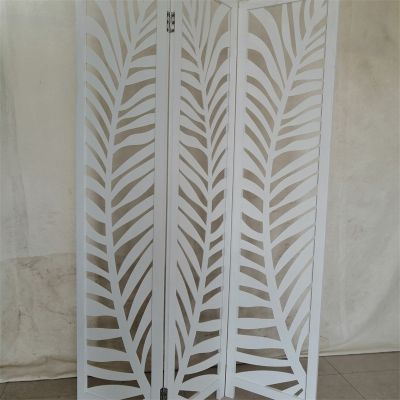 Retro Style 3 Panel Carved Screen Separate Rooms Collapsible Wooden Screen
