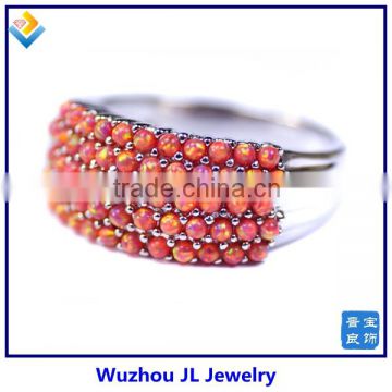 Fashion Opal Beads Pave Setting 925 Sterling Silver Ring Wedding Fashion Ring