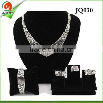JQ030 nigerian beads jewelry set wedding in silver nigerian beads jewelry set wedding
