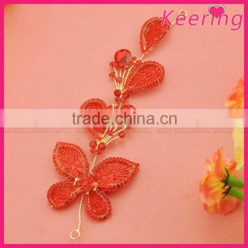 fashion red beads wedding bridal hair accessories for women WHD-006