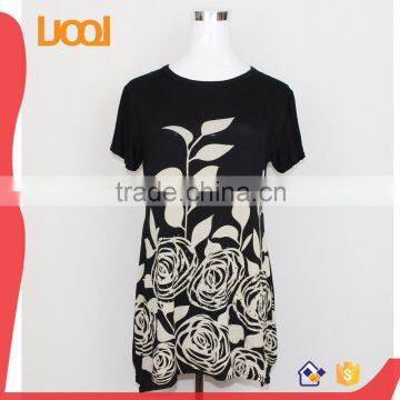 Fashion Design flower pattern printing loose fit Blouses & tops